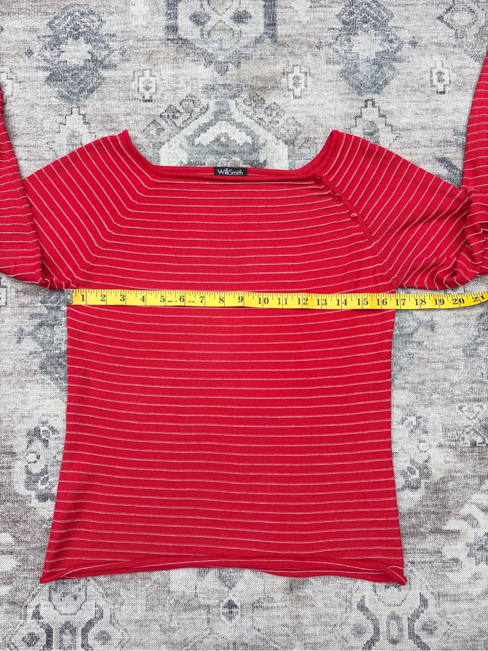 *SOLD* Willi Smith 100% Cotton Breton Stripe Boat Neck Sweater | Medium - Picture 7 of 10